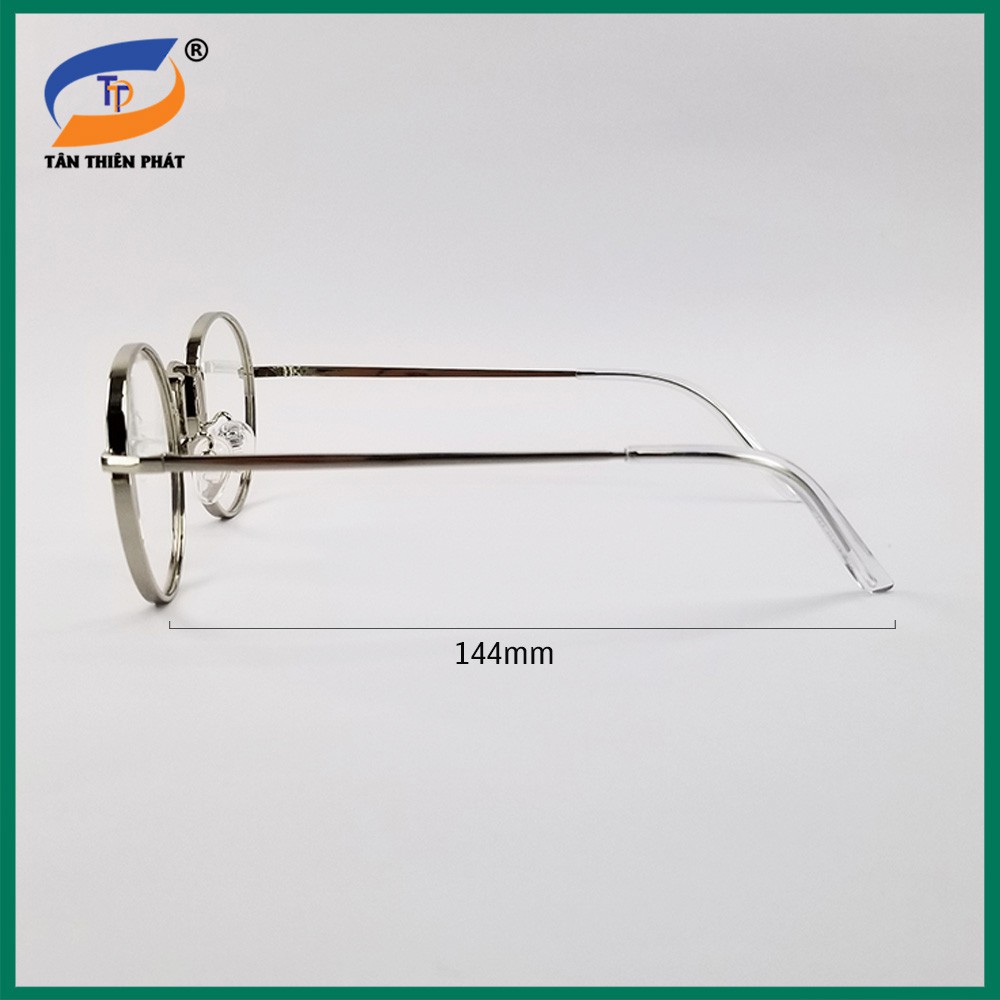 Gọng kính cận nam nữ mắt tròn kim loại màu bạc GC3019. Tròng/Mắt kính giả cận 0 độ chống ánh sáng xanh, chống tia UV | BigBuy360 - bigbuy360.vn