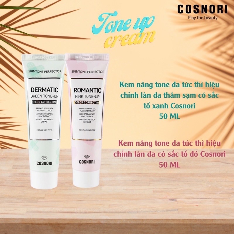 Kem dưỡng trắng nâng tone da Tone-up Cosnori Dermatic Green Cream 50ml