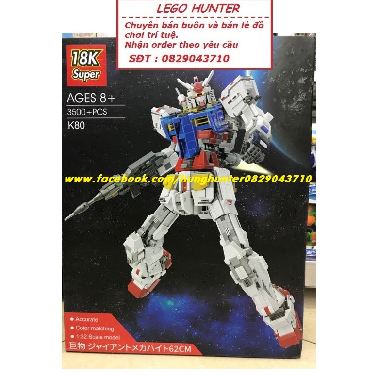 Bộ lắp ráp Lego Robot Mecha RX78-2 Gundam 18K Super K80 - Người máy Hesman - 3500 chi tiết