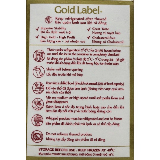 GOLD LABEL -  kem làm bánh kem, bánh sinh nhật