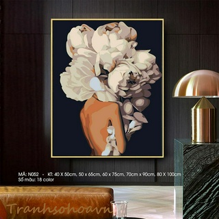 Tranh Sơn Dầu Số Hóa Cô Gái Và Bạch Trà Nhiều Kích Thước Tranhsohoavn Tranh Tự Tô Màu Mã N052