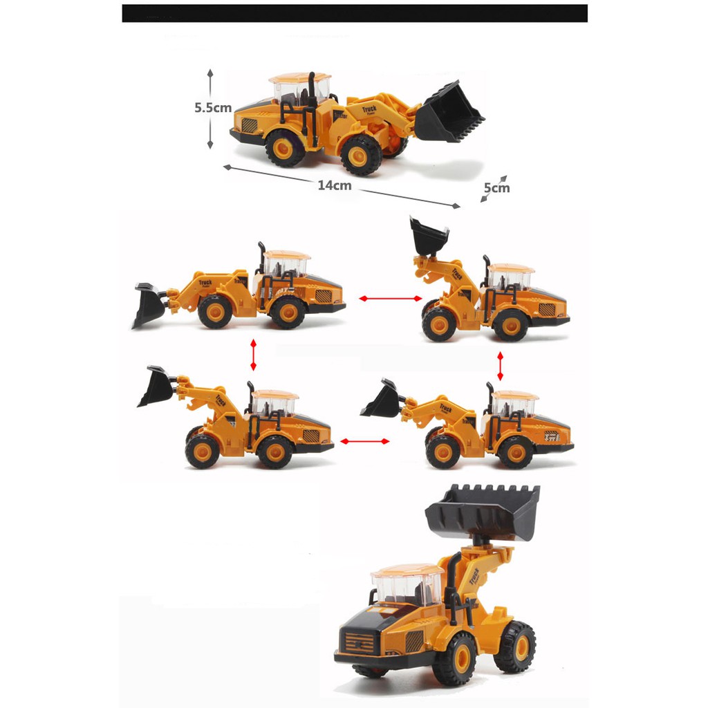 Xe mô hình sắt máy ủi đất, xe Lu, xe khoan, xe cào đất, xe nâng