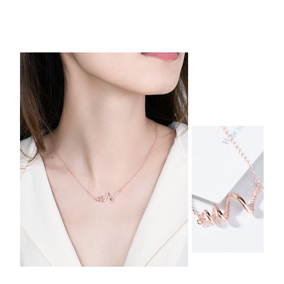 Vòng Cổ Nữ Bạc S925 Thiết Kế Đơn Giản Hình Nhịp Tim Hàn Quốc DB2569 - Bào Ngọc Jewelry