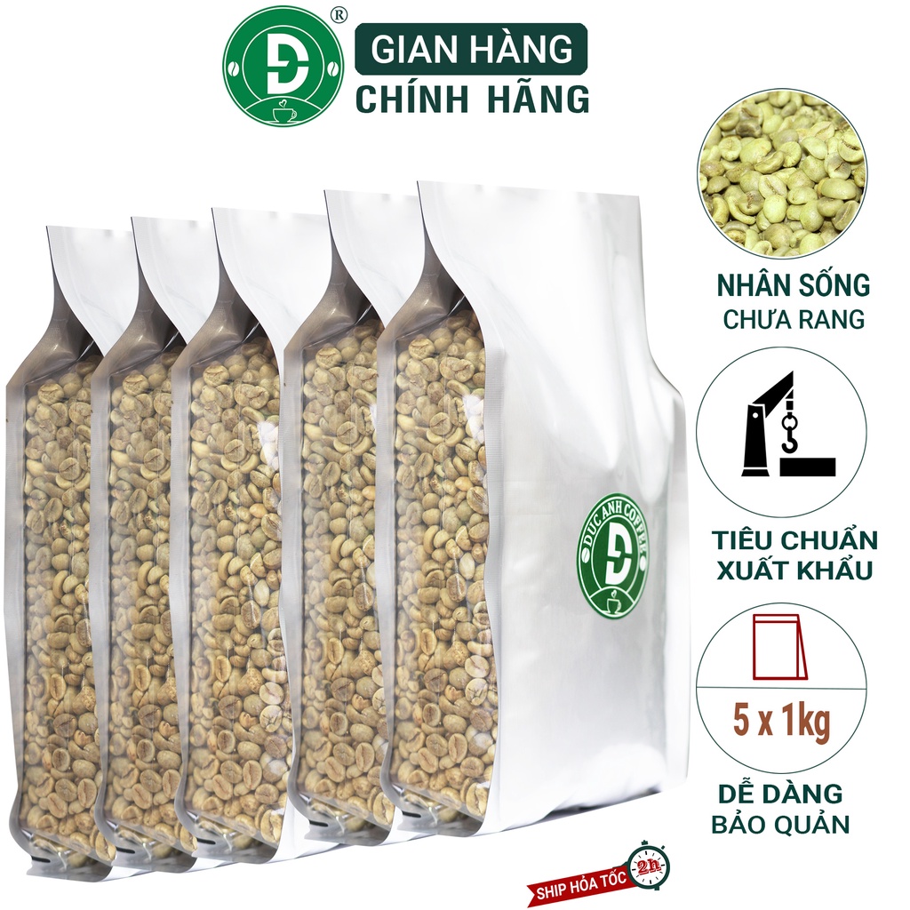 5Kg Cà Phê Nhân Sống Chưa Rang Robusta Buôn Ma Thuột - Hạt To Đều Đã Được Đánh Bóng Sạch Sẽ - Cà Phê Đức Anh