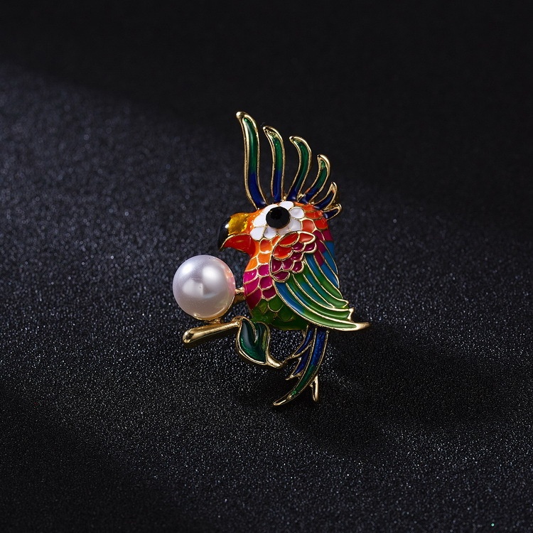 Trâm Cài Áo Hình Chú Vẹt Đính Ngọc Trai Thời Trang