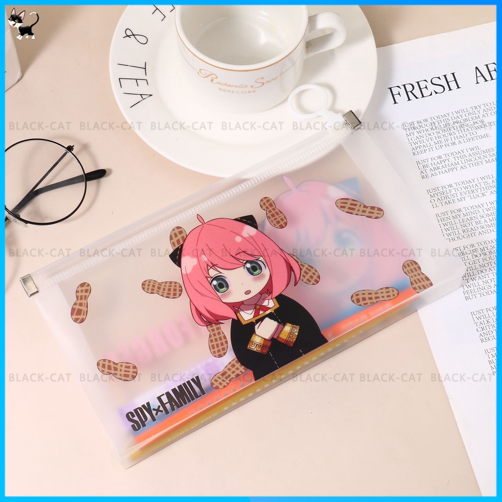 Túi Đựng Bút Bằng PVC Có Khóa Kéo In Hình Anime Dễ Thương