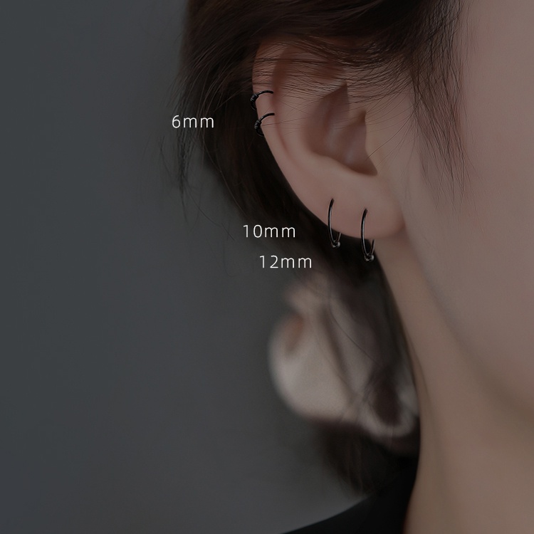 Khuyên Tai Bạc Khuyên Tai Tròn Bộ Khuyên Tai Tròn Nhỏ Màu Bạc Đơn Giản Cho Nữ