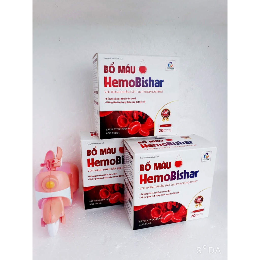 Siro bổ máu HemoBishar, giúp bổ sung sắt và acid folic cho cơ thể, hỗ trợ giảm tình trạng thiếu máu do thiếu sắt