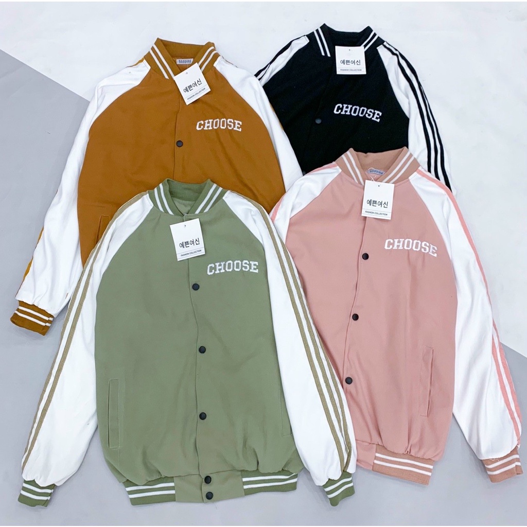 Áo Khoác nữ Chất da lộn vải 2 lớp dày dặn THÊU CHỮ CHOOSE chất vải mịn form rộng