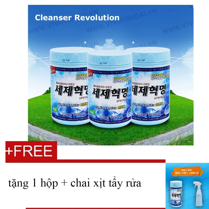 CLEANSER REVOLUTION-Combo 3 tặng 1 hộp chế phẩm tẩy rửa dạng bột Seje Hyuckmyung(700g/hộp)+bình xịt