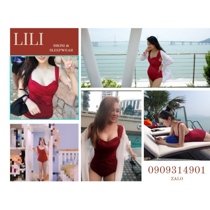 Bikini một mảnh đỏ rượu sang chảnh, nhấn eo và tôn ngực, bộ bơi màu đỏ tôn da trắng monokini