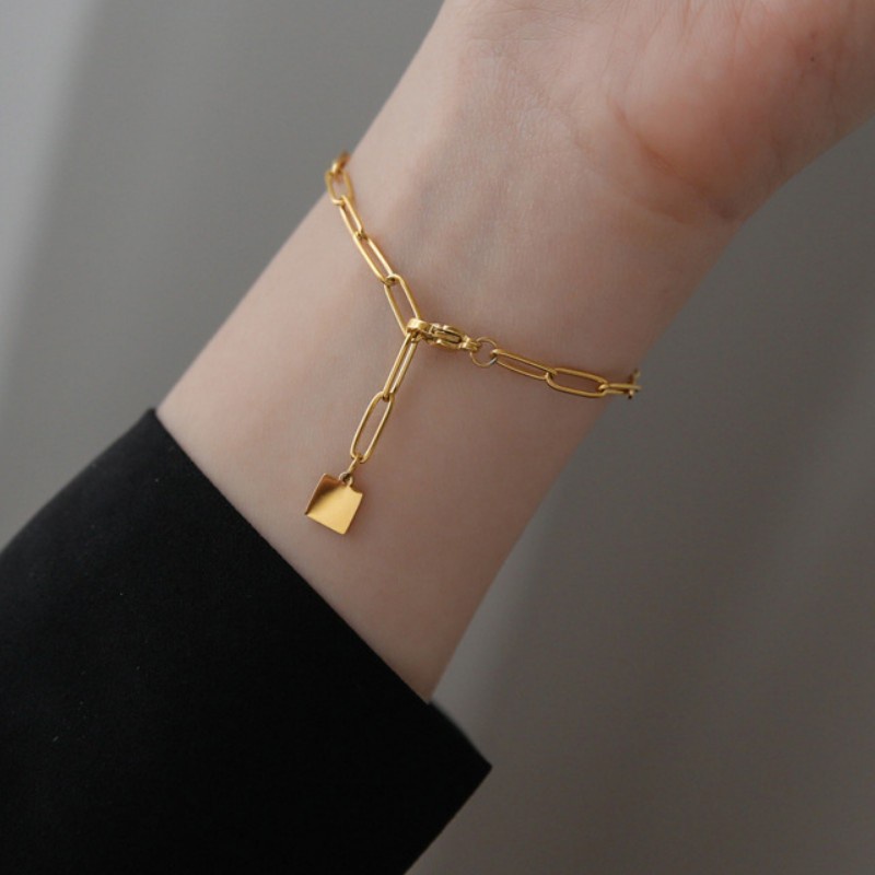 Bộ Trang Sức Nữ Lắc Tay Và Dây Chuyền Titan Không Rỉ Dây Xích TT 4100