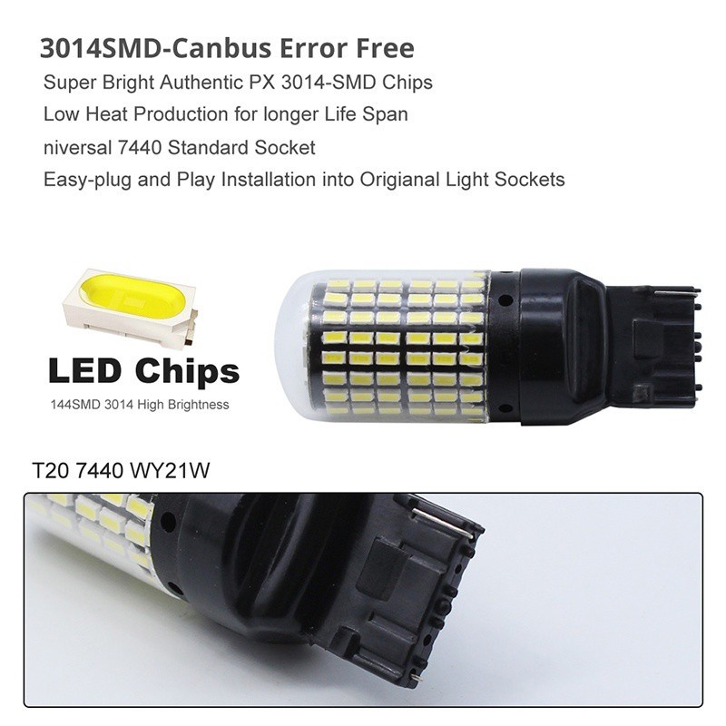 Đèn Led Chân 7440 Lắp Đèn Xi Nhan Ô Tô 144SMD 3014