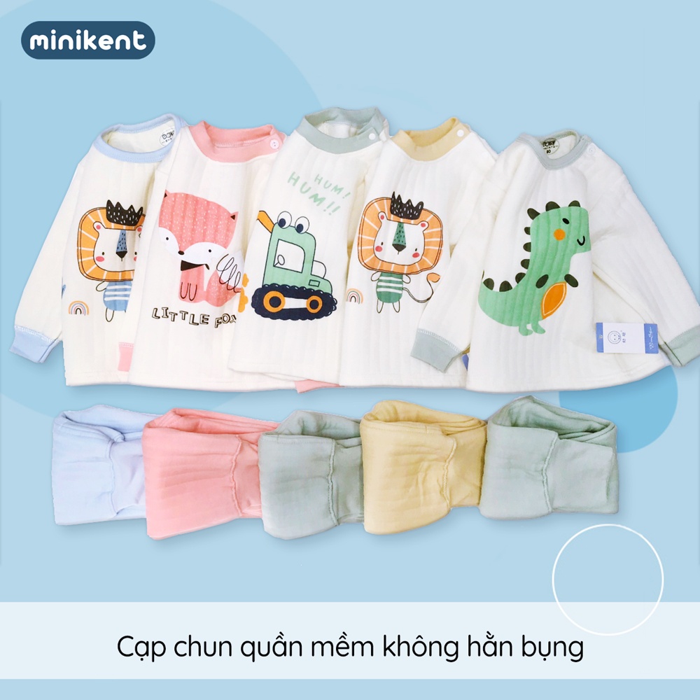 Bộ Chần Bông Ba Lớp Cạp Cao Mềm Mại Ấm Áp Cho Bé 9-16kg