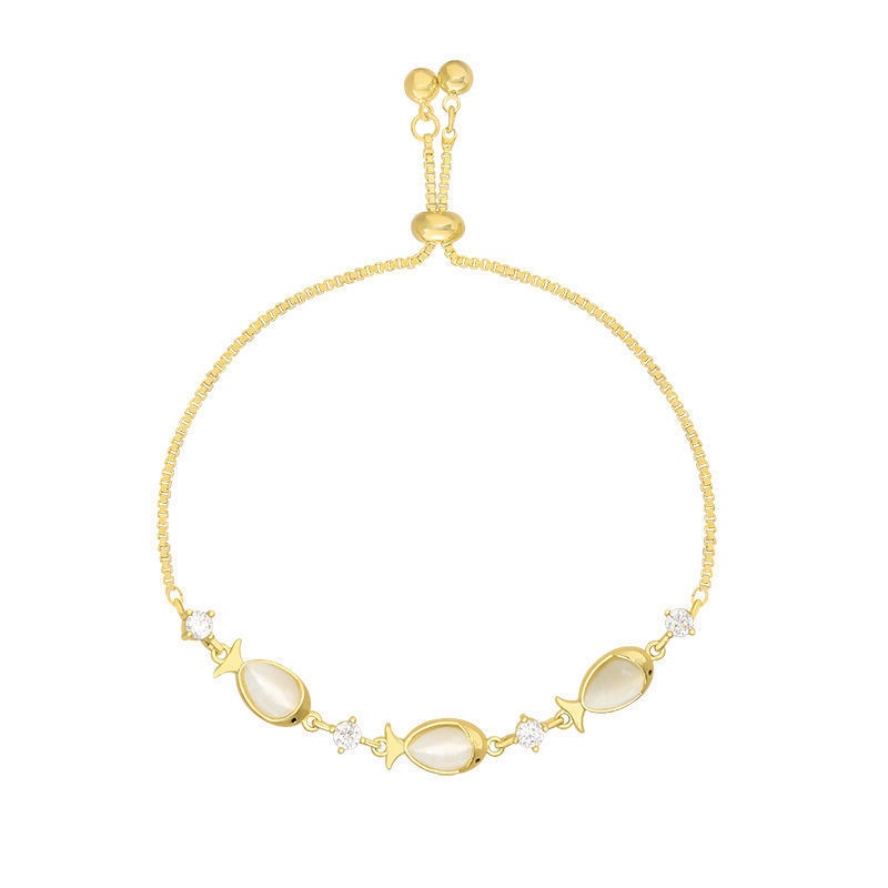 Vòng đeo tay Ahellogirl đính đá opal sang trọng thời trang Hàn Quốc có thể điều chỉnh cho nữ