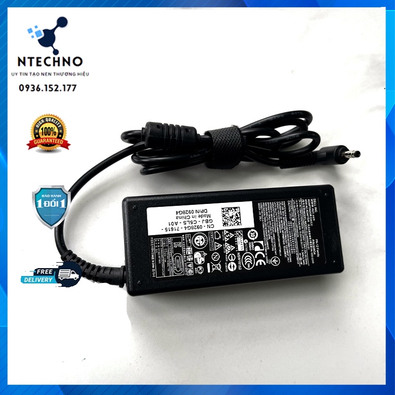 Sạc Laptop Dell 19.5V 3.34A 65W (Đầu đạn kích thước 4.0 x 1.7mm) [pt] - Tặng kèm dây nguồn - Bảo hành 12 Tháng