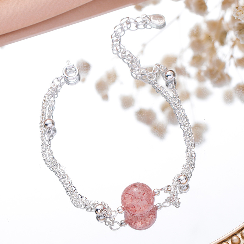 Citrine Double-Deck Bracelet Strawberry 2pcs Single Circle Bangle