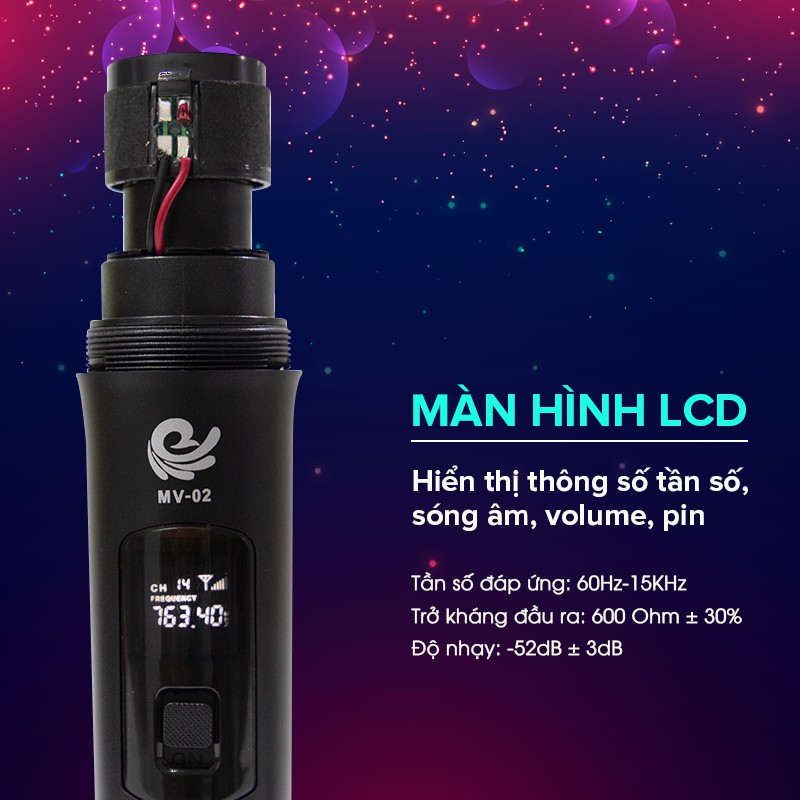 [Siêu Rẻ] Micro Karaoke Không dây Mv02/ có dây cho Loa kéo, Amply (Micro đơn)