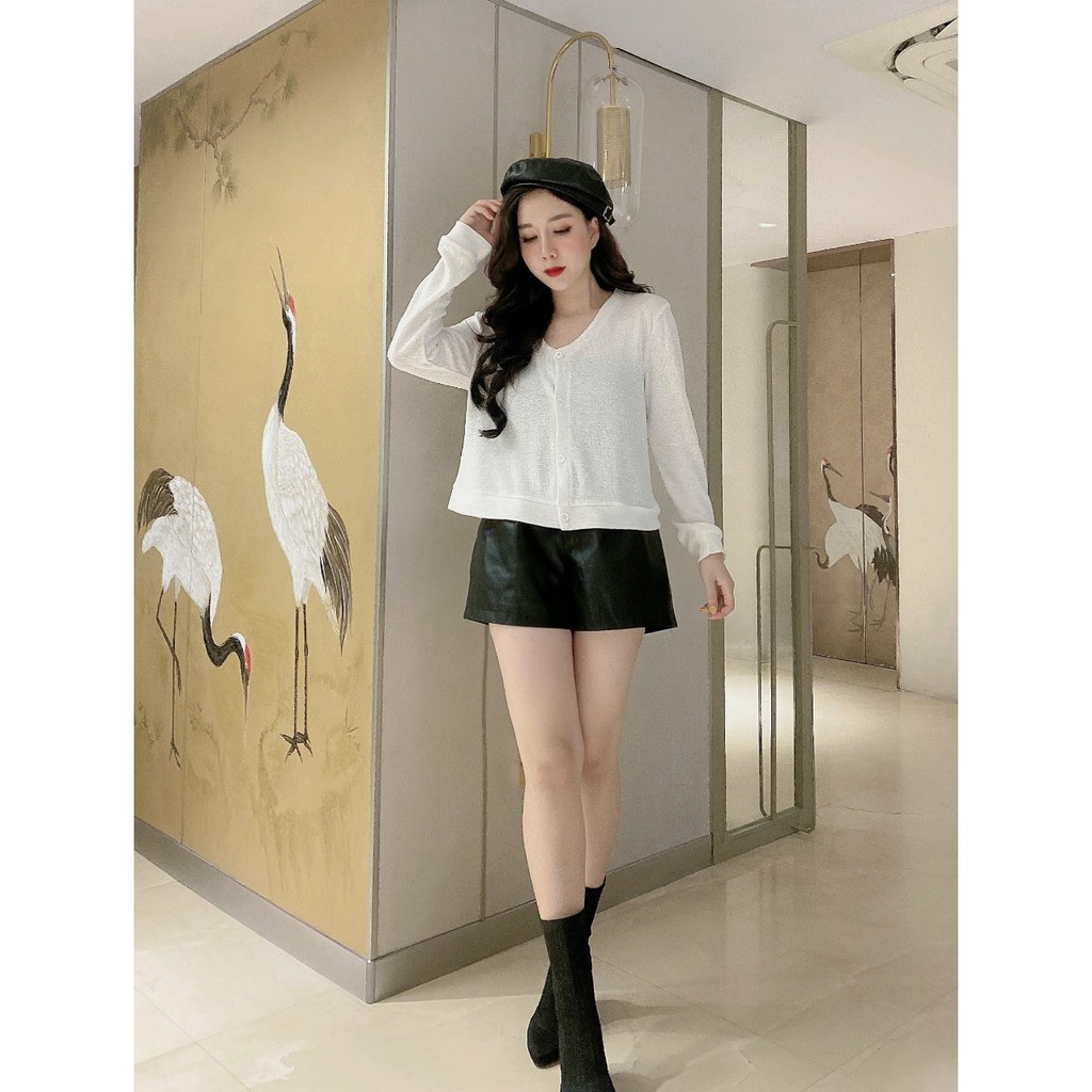 Áo khoác cadigan mỏng mở cúc cổ v xinh xắn | BigBuy360 - bigbuy360.vn