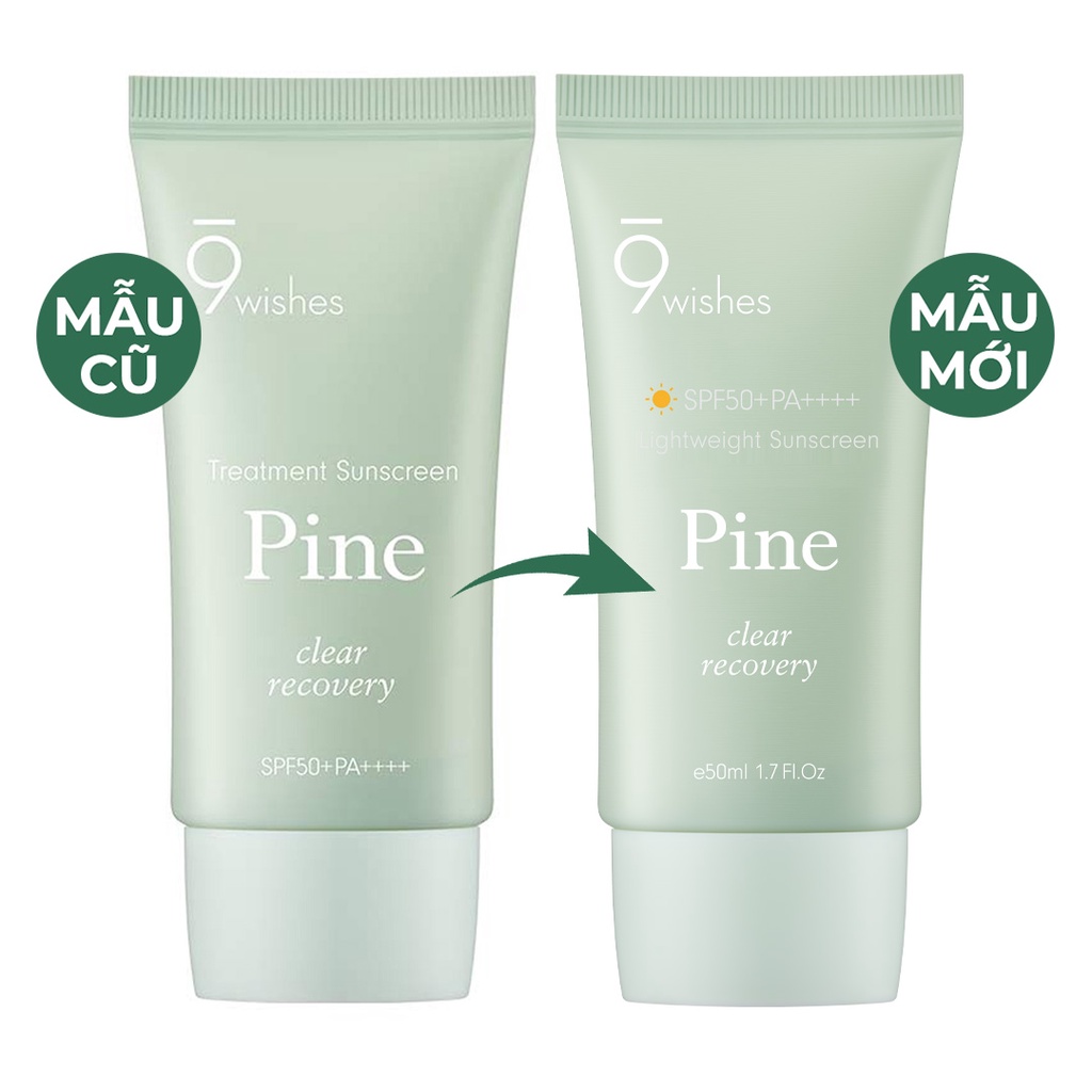 Kem Chống Nắng 9WISHES Cấp Ẩm Và Phục Hồi Da Cho Da Dầu Mụn Nhạy Cảm 9 WISHES PINE TREATMENT SUNSCREEN 50ml - kcn