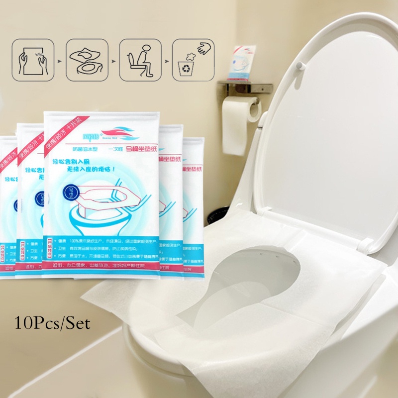 Set 10 Vỏ Bọc Ghế Ngồi Toilet Dùng Một Lần Gọn Nhẹ Chống Bụi Đa Năng Tiện Dụng