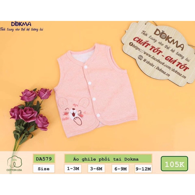 [DA579] Áo gile cotton 2 lớp cúc bấm cho bé 0-12 tháng