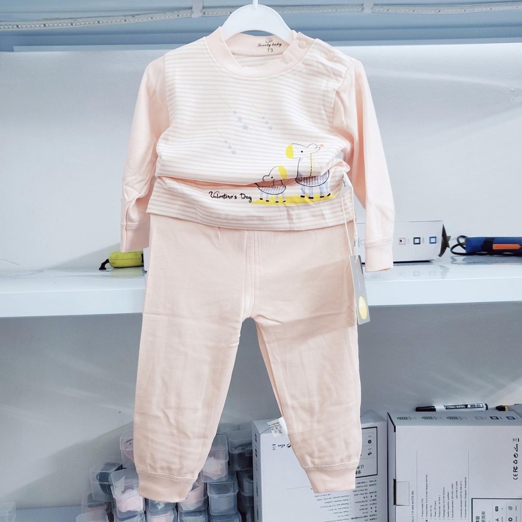 324 Bộ dài tay cài vai cotton nỉ dày vừa thu đông cho bé hàng quảng châu (6-12kg)