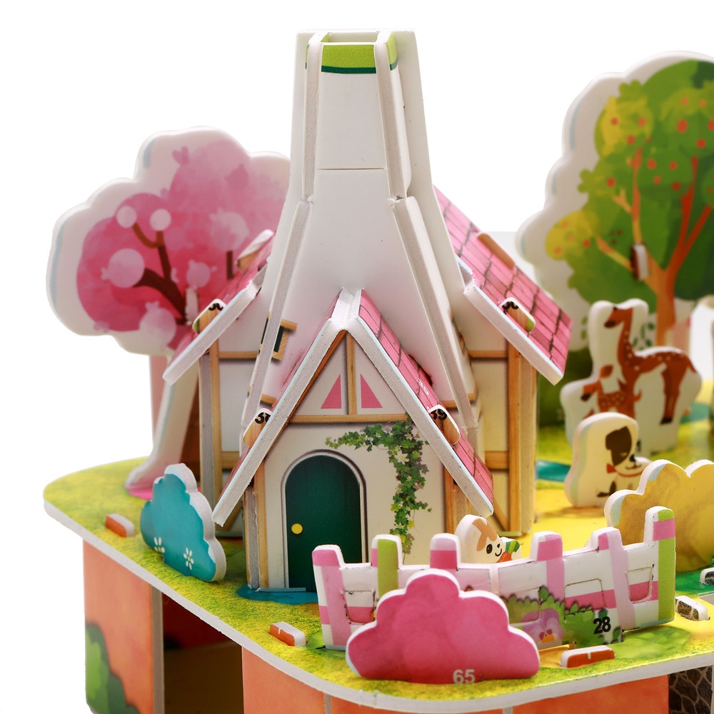 BỘ ĐỒ CHƠI XẾP HÌNH LẮP RÁP MÔ HÌNH 3D DIY-  HAPPY HOUSE VÀ VƯỜN CÂY MINI- THƯƠNG HIỆU ZILIPOO