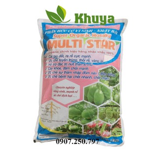Phân bón hữu cơ vi sinh Super Organic Hosaku Multi Star túi 2kg nhập Nhật Bản