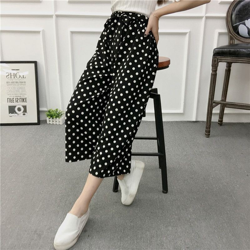 [Baywellfashion]Quần ống rộng kẻ sọc xẻ tà thanh lịch cho nữ | BigBuy360 - bigbuy360.vn