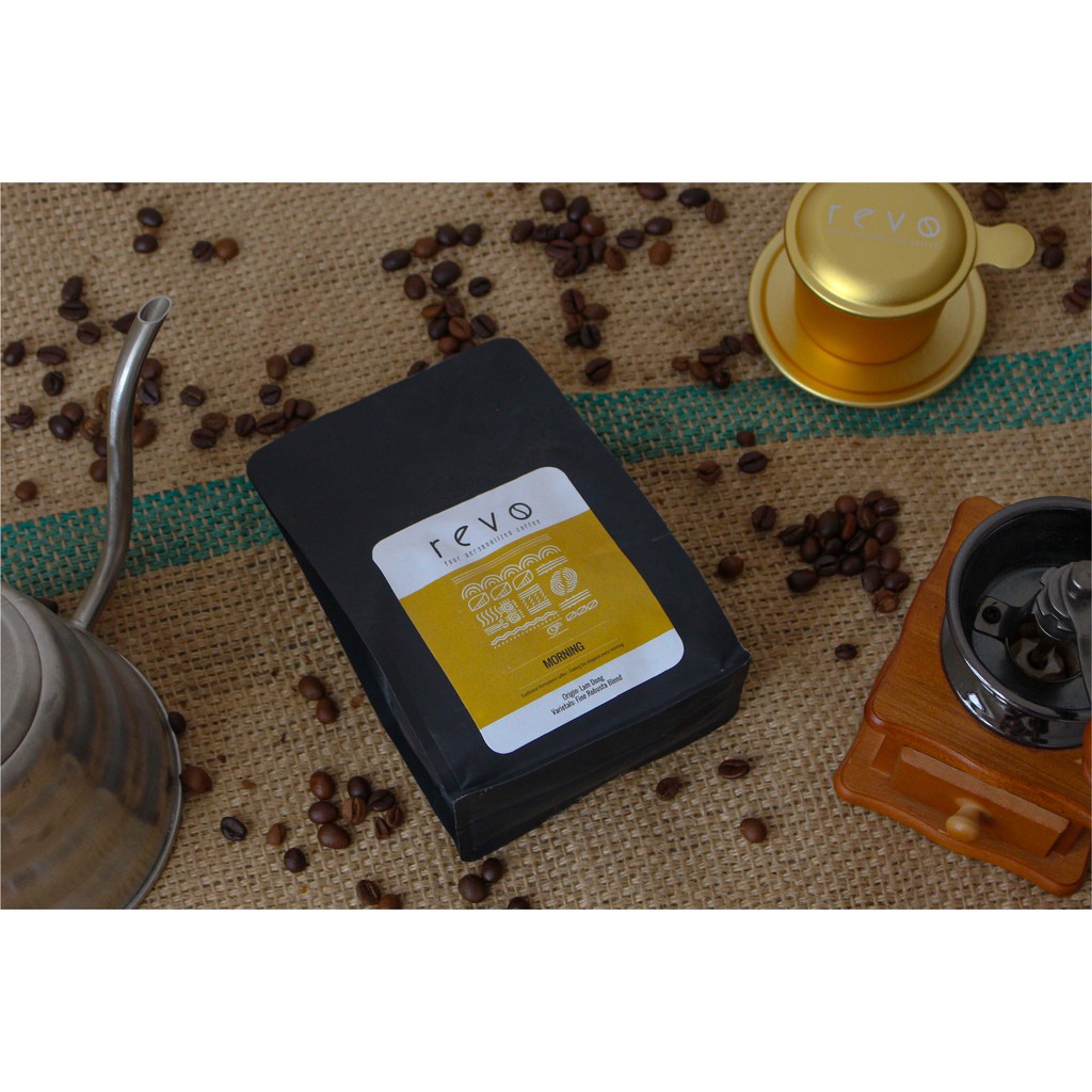 Revo Morning - Cà Phê Nguyên Chất Pha Phin Mix Robusta & Arabica Gói 250gr