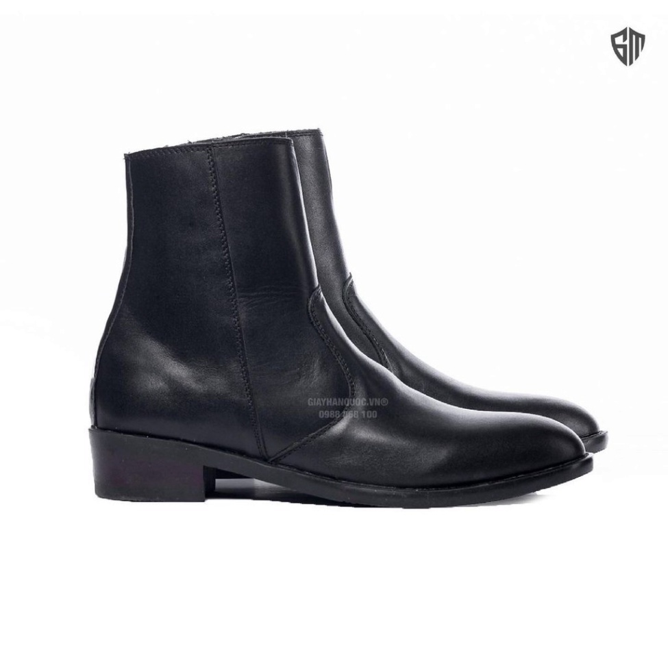 Giày Zip Boots da bò màu đen thời trang nam | BigBuy360 - bigbuy360.vn