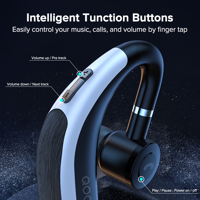 Tai nghe Bluetooth QOOVI móc vành tai rảnh tay có micro chống thấm nước