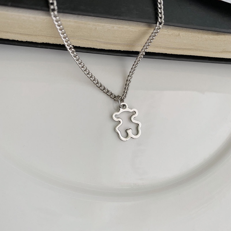 Vòng cổ Mặt Hình Gấu Bằng Thép Không Gỉ Thời Trang Cho Cặp Đôi