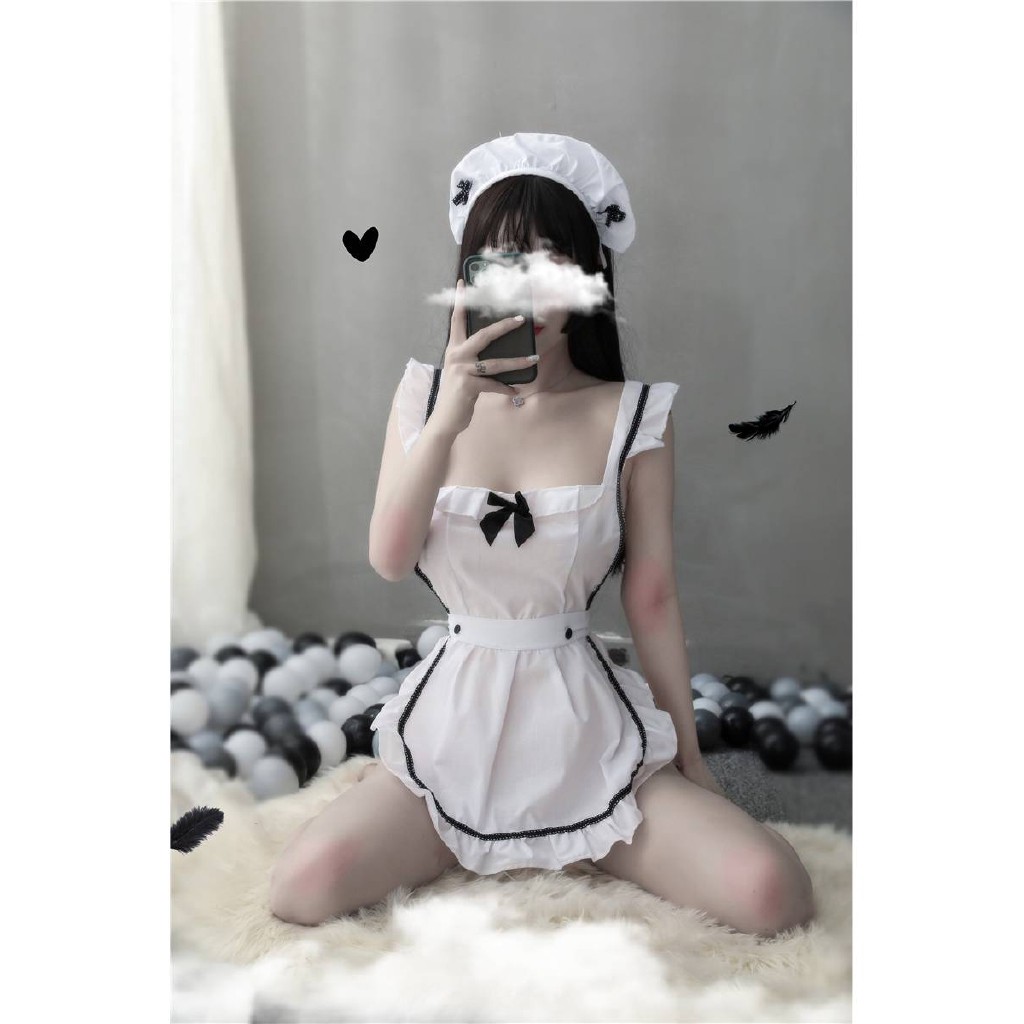 Đồ ngủ sexy váy ngủ gợi cảm nàng hầu gái tạp dề hở lưng quyến rũ 006