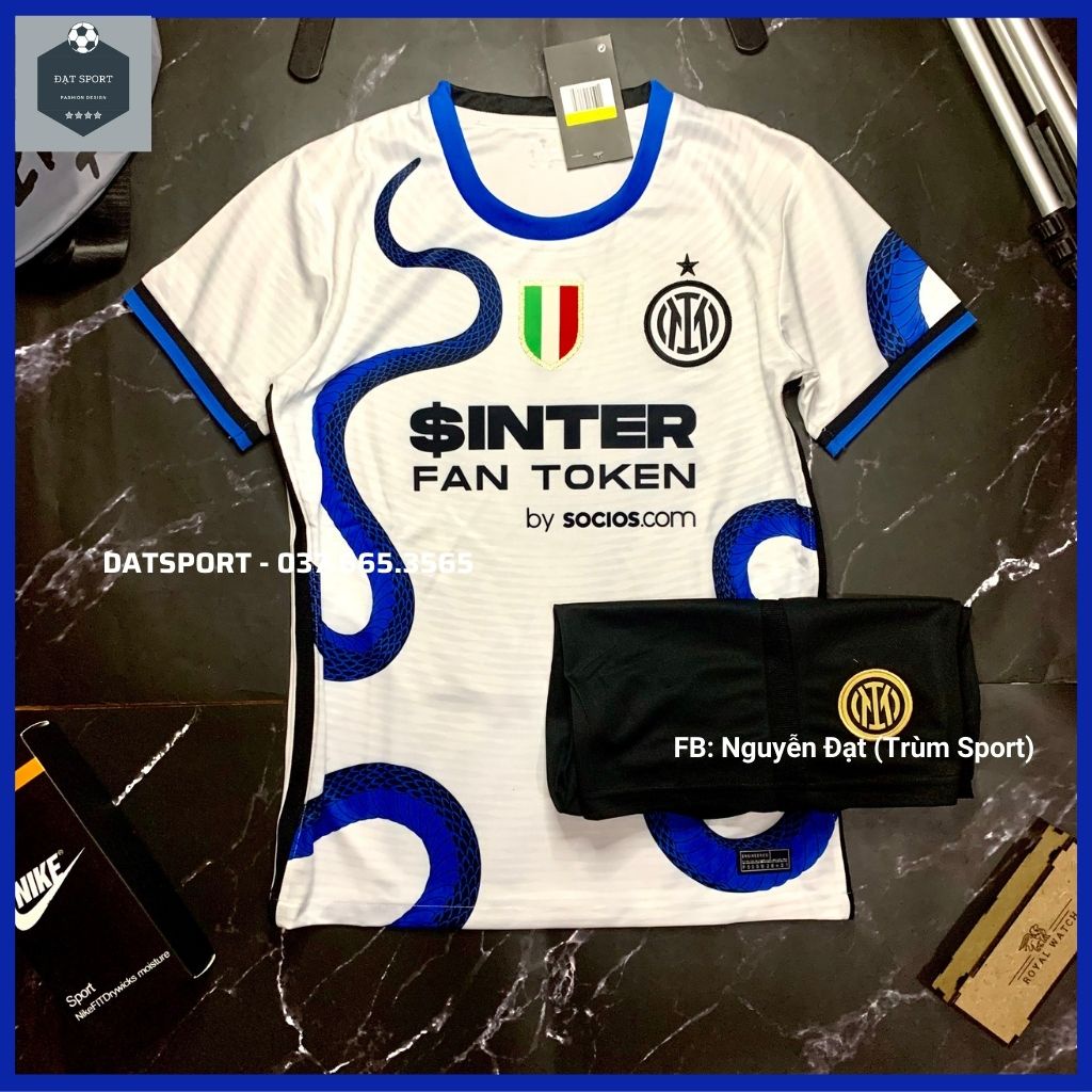 Bộ Áo Đấu INTER MILAN Mùa 21/22 ⚜️HÀNG VẢI ĐẸP⚜️ Bộ Quần Áo Bóng Đá CLB Inter Milan Trắng Sân Khách 2021/22