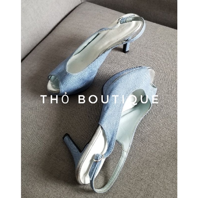 Giày cao gót Nhật DIANA x ARTEMIS vải jean xanh đế kép 7cm size 37-38