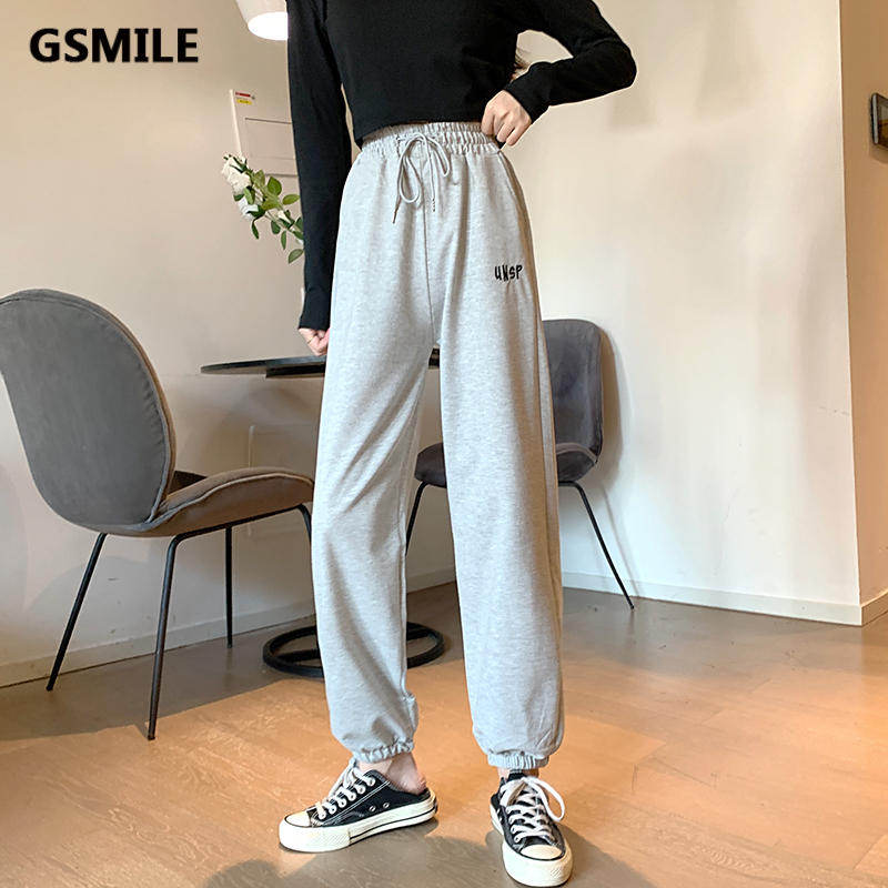 Quần Jogger Thể Thao Cotton Lưng Cao Ống Rộng Màu Sắc Đơn Giản Size S-4xl Cho Nữ | BigBuy360 - bigbuy360.vn