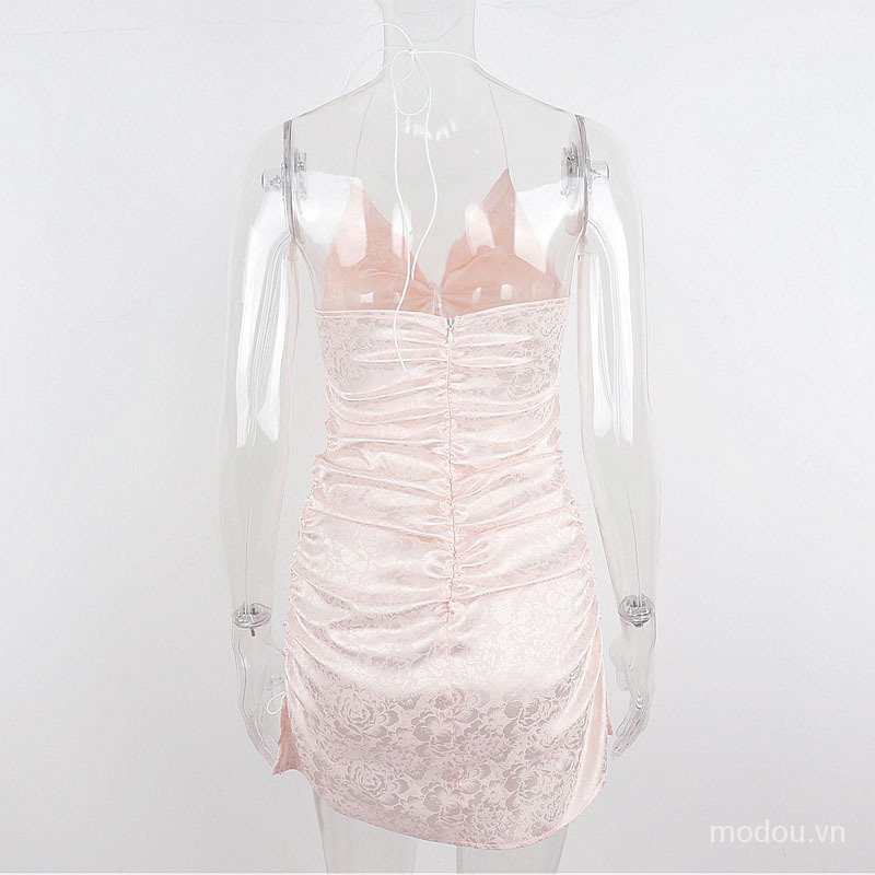 Đầm Dây Rút Hoạ Tiết Hoa Thiết Kế Quyến Rũ