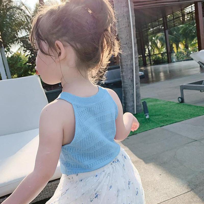Áo Croptop Hai Dây Màu Sắc Xinh Xắn Thời Trang Mùa Hè Năng Động Cho Bé Gái 0-6 Tuổi