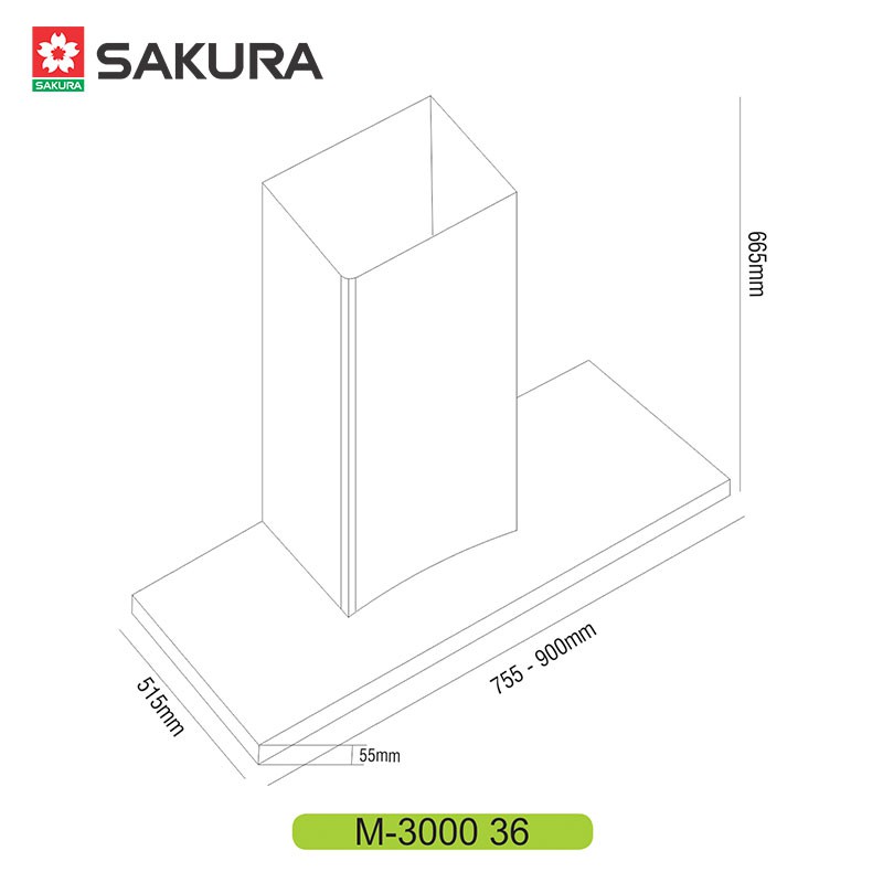 Máy hút khói Sakura M-3000 36 - Điều khiển cảm ứng - Bảo hành 24 tháng chính hãng Mekong