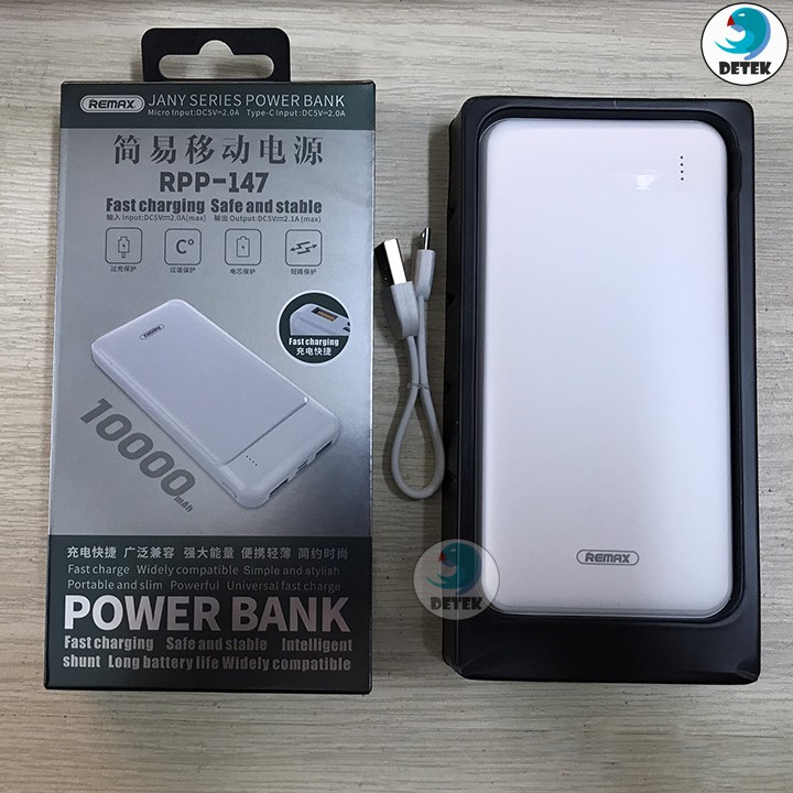 PIN DỰ PHÒNG 10000MAH REMAX RPP-147 JANY SERIES 2 CỔNG USB