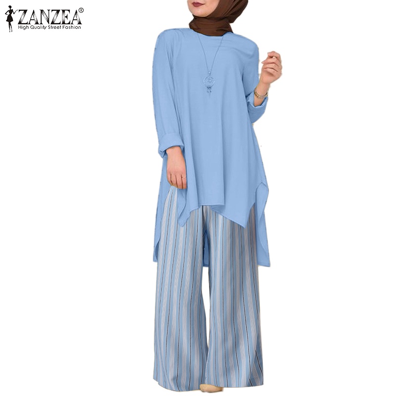 Set đồ ZANZEA quần dài ống rộng áo khăn choàng thời trang dành cho phụ nữ hồi giáo