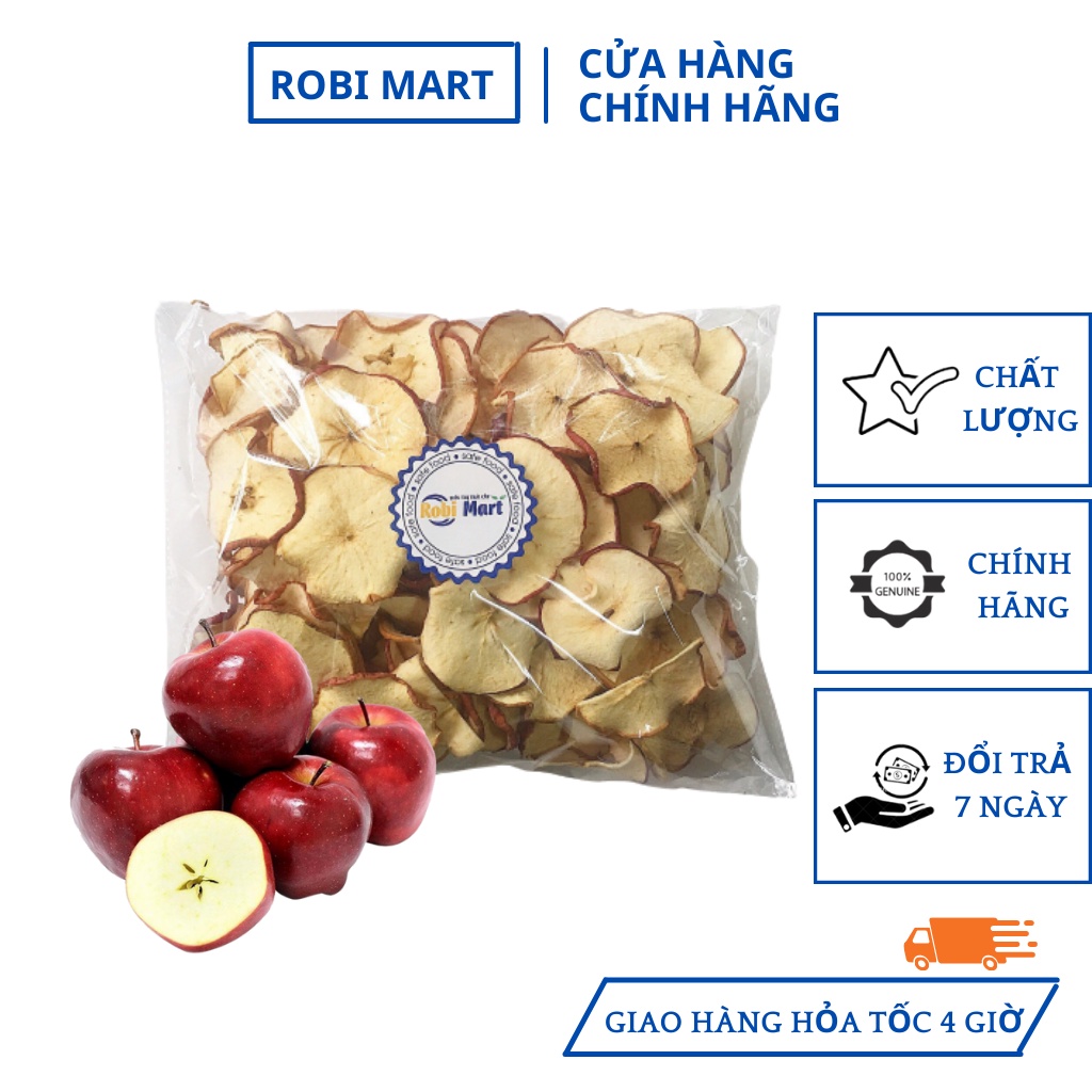 Táo mỹ thái lát sấy lạnh Robi Mart 100g - Giảm cân, đẹp da, thanh lọc cơ thể.