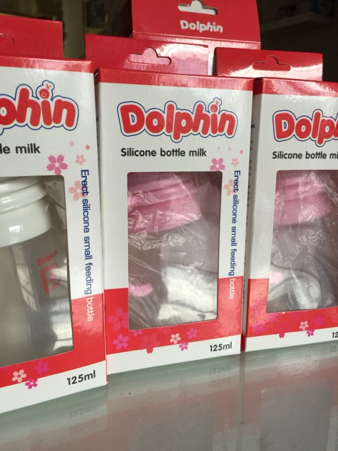 Bình sữa silicone nano có quai cầm Dolphin 120 mL tặng núm vú
