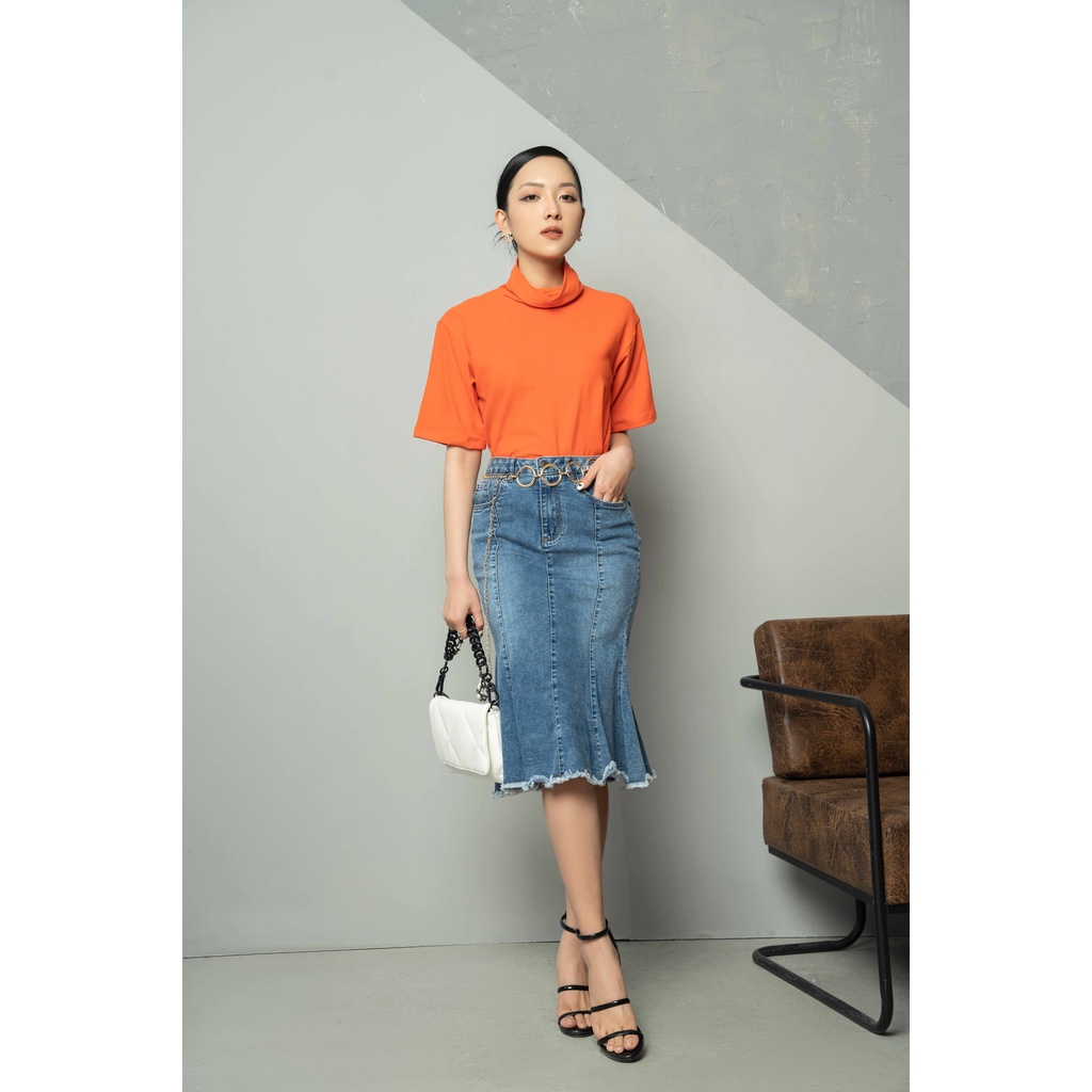 Áo thun MECIA AT047-06 Áo thun suông cổ lọ