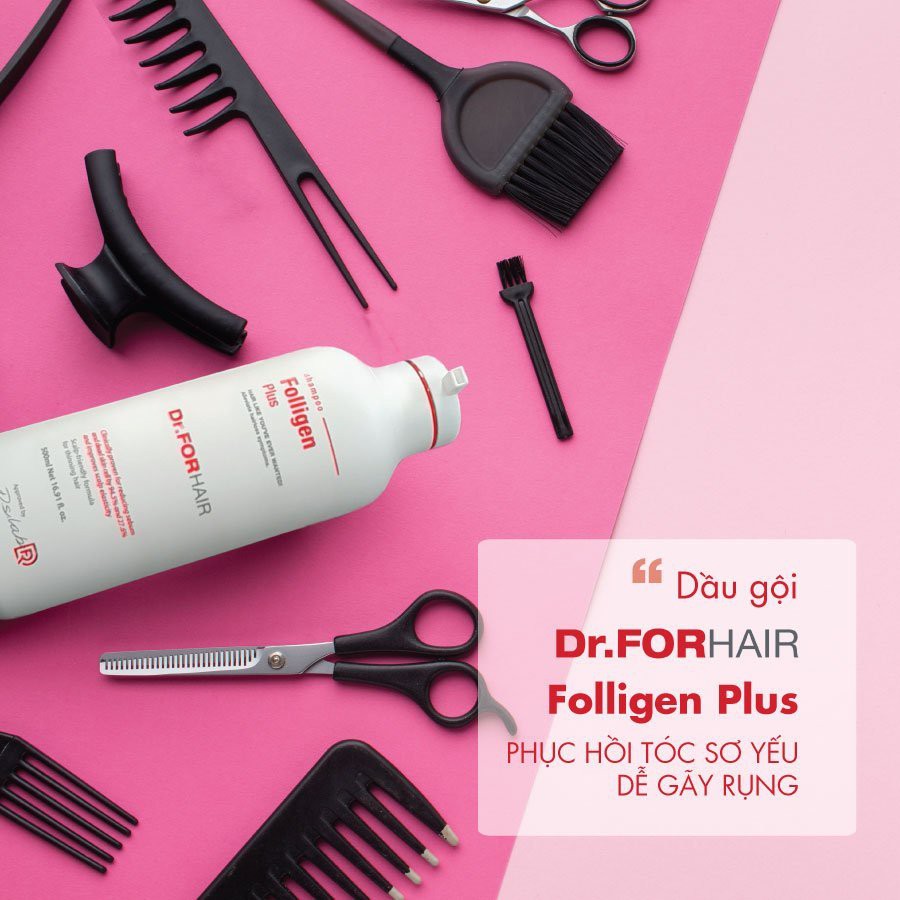 Dầu gội đầu sạch gàu, kích thích mọc tóc, dầu gội đầu giảm rụng tóc Dr.ForHair Folligen Plus Shampoo 500ml
