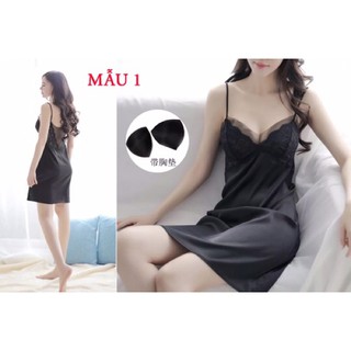 Váy Ngủ Lụa (Kèm Mút Ngực) Vải Satin Lụa Dáng Siêu Xinh Bao Mát Bao Đẹp