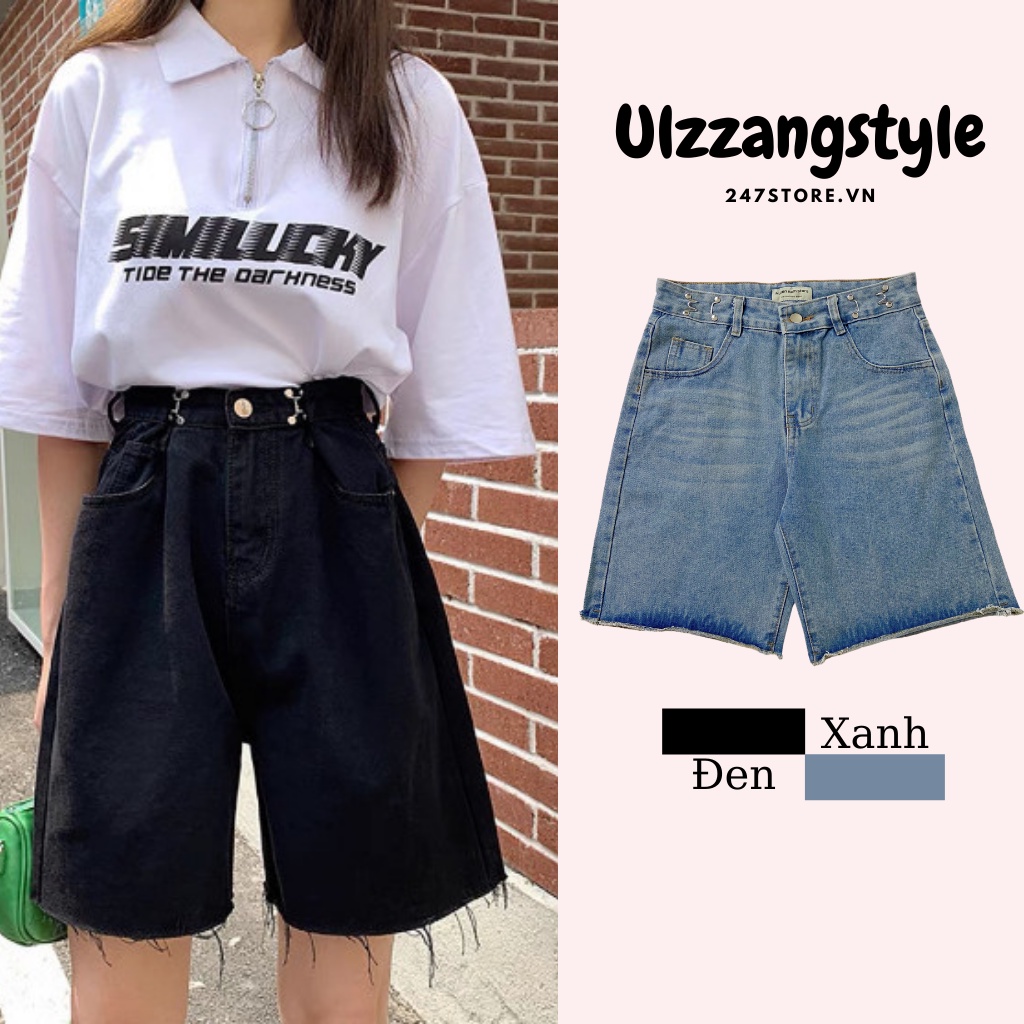 Quần Jean Đùi Móc Cài lưng cao cap cao tôn dáng nữ ulzzang Jeanduimoccai