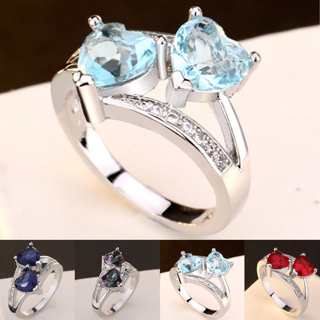 Nhẫn Hợp Kim Đính Đá Họa Tiết Trái Tim Thời Trang Cho Nữ